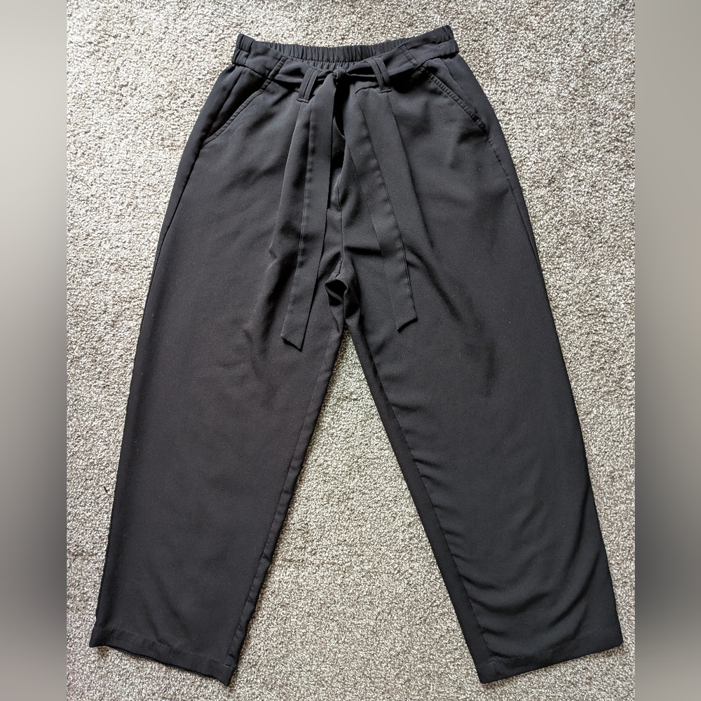 C EST 1946 Black Tie-Waist Dress Pants
